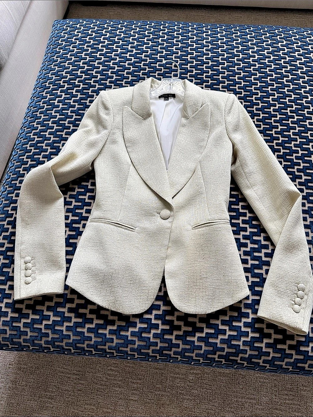 Rachel Zoe Women's Textured Blazer Cream/Gold Size 2 Like New